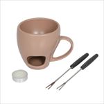 tHf}OZbg A CguE / FONDUE MUG SET A LIGHT BROWN