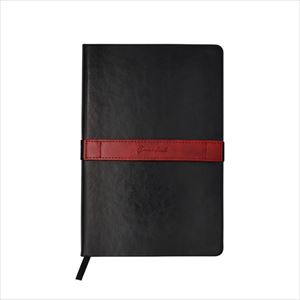 Greeful ハードカバーノート横バンドL ブラック×ワイン (S:0040)